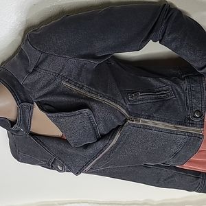 Biker Motorcycle Jacket Small Gray Lightweight Stretch Figure Flattering